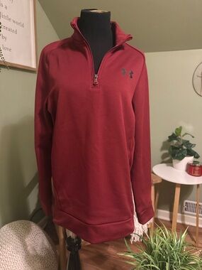 Under Armour Half-Zip Pullover in Deep Red/maroon